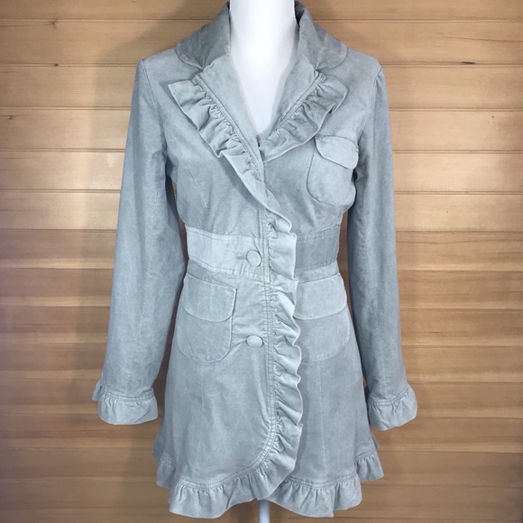 Anthropologie Jackets & Blazers - Anthropologie Odille Velvet Ruffle Blazer Coat